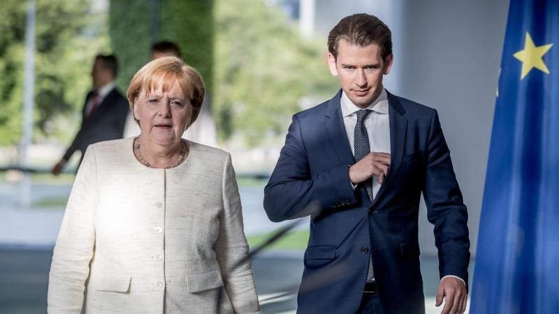 Merkel für EU-Lösung im Asylstreit - Kurz: Frontex stärken Merkel und Kurz in Berlin