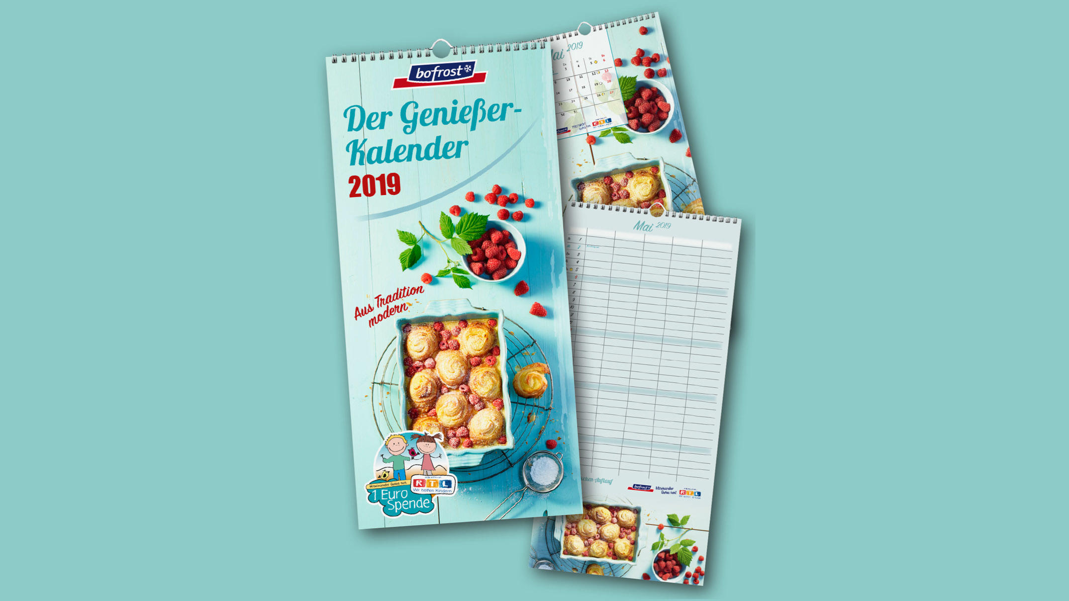 Jeder Kauf hilft: Mit dem bofrost*Genießer-Kalender 2019 Gutes tun! Pro verkauftem bofrost*-Kalender geht ein Euro an die Stiftung "RTL - Wir helfen Kindern"