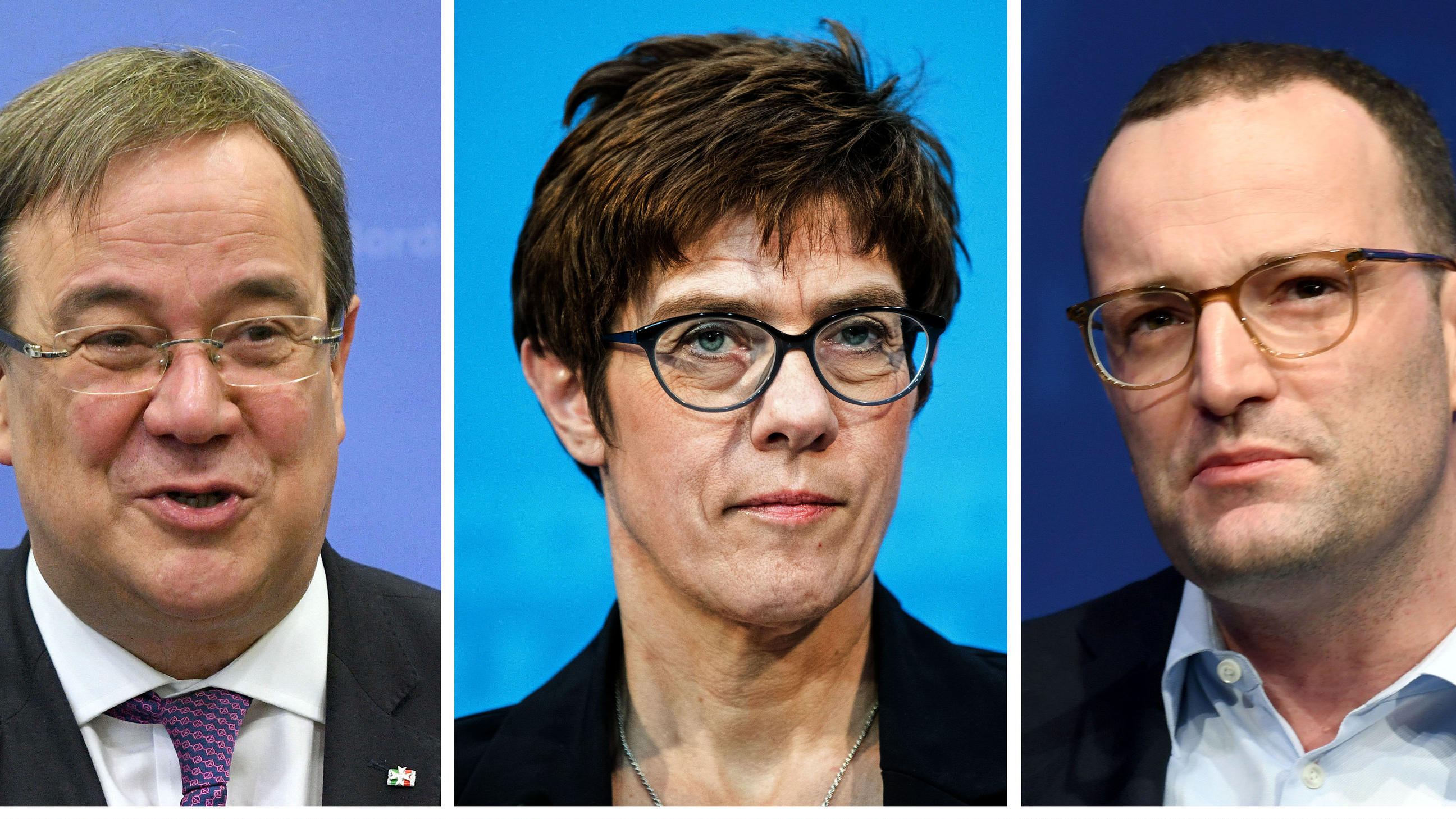 Zeugnis für die Bundeskanzlerin: "Ihre starre Haltung in der Flüchtlingspolitik hat viel Porzellan zerdeppert" ARCHIV - 24.10.2018, ---: Die Kombo zeigt von links oben im Uhrzeigersinn: Armin Laschet (CDU), Ministerpräsident von Nordrhein-Westfalen (am 24.10.2018 in Bergheim), Annegret Kramp-Karrenbauer, Generalsekretärin der CDU (am 01.07.2018 in Berlin), Je