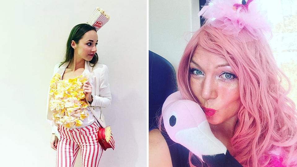 Das sind die Kostümtrends 2019 Popcorn- und Flamingokostüm zu Karneval 2019