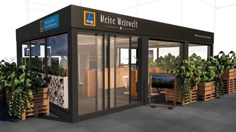 Aldi Süd eröffnet Pop-up-Store in Düsseldorf: Weinladen 'Meine Weinwelt' kommt So soll der Aldi Süd Weinladen aussehen.