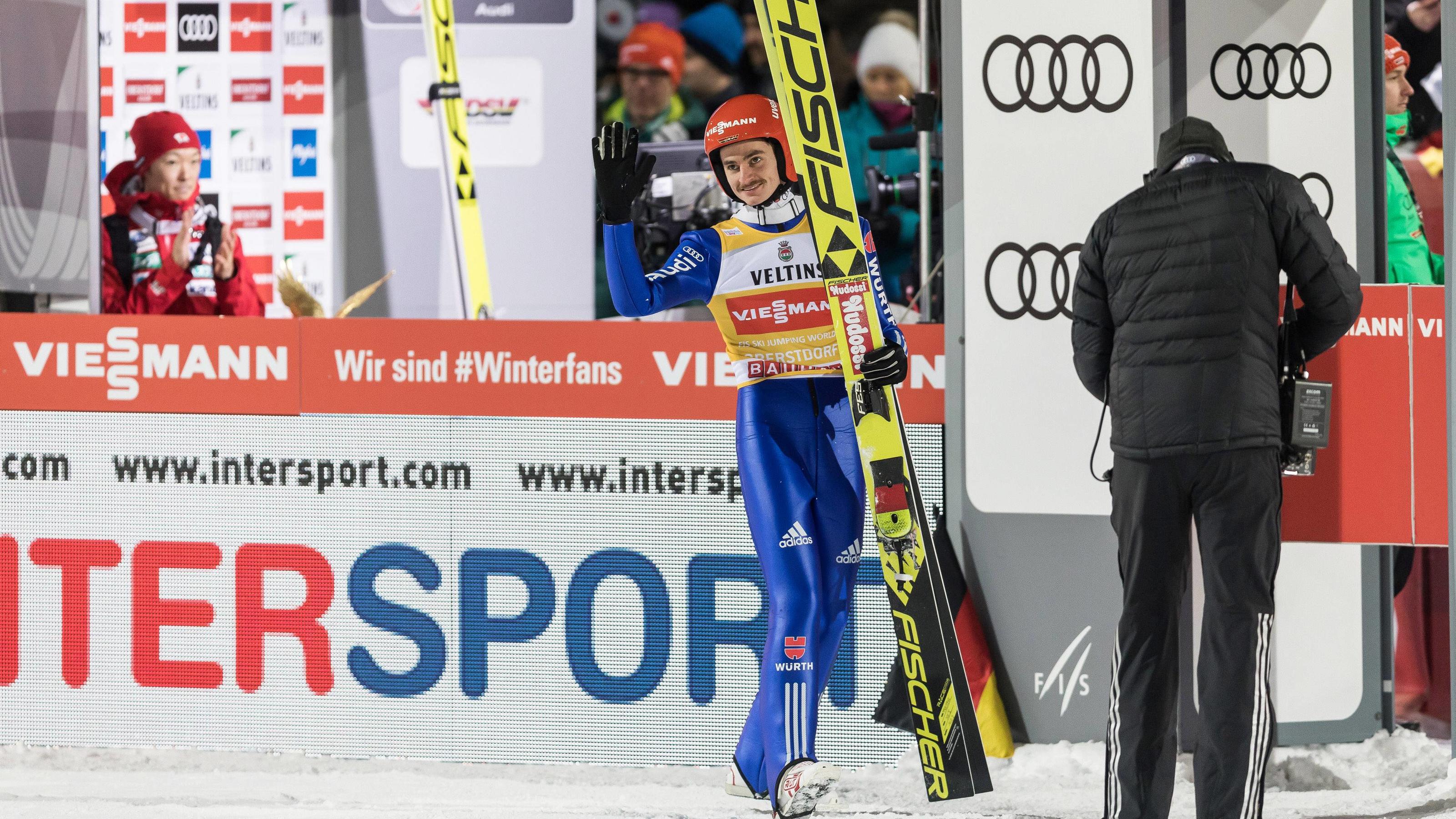 Vierschanzentournee: Richard Freitag fliegt bei Auftakt-Quali allen davon Skispringen, Oberstdorf, Qualifikation 29.12.2017, Schattenbergschanze, Oberstdorf, GER, FIS Weltcup Ski Sprung, Vierschanzentournee, Oberstdorf, Qualifikation, im Bild Richard Freitag (GER) // Richard Freitag of Germany during his Qualification Jump
