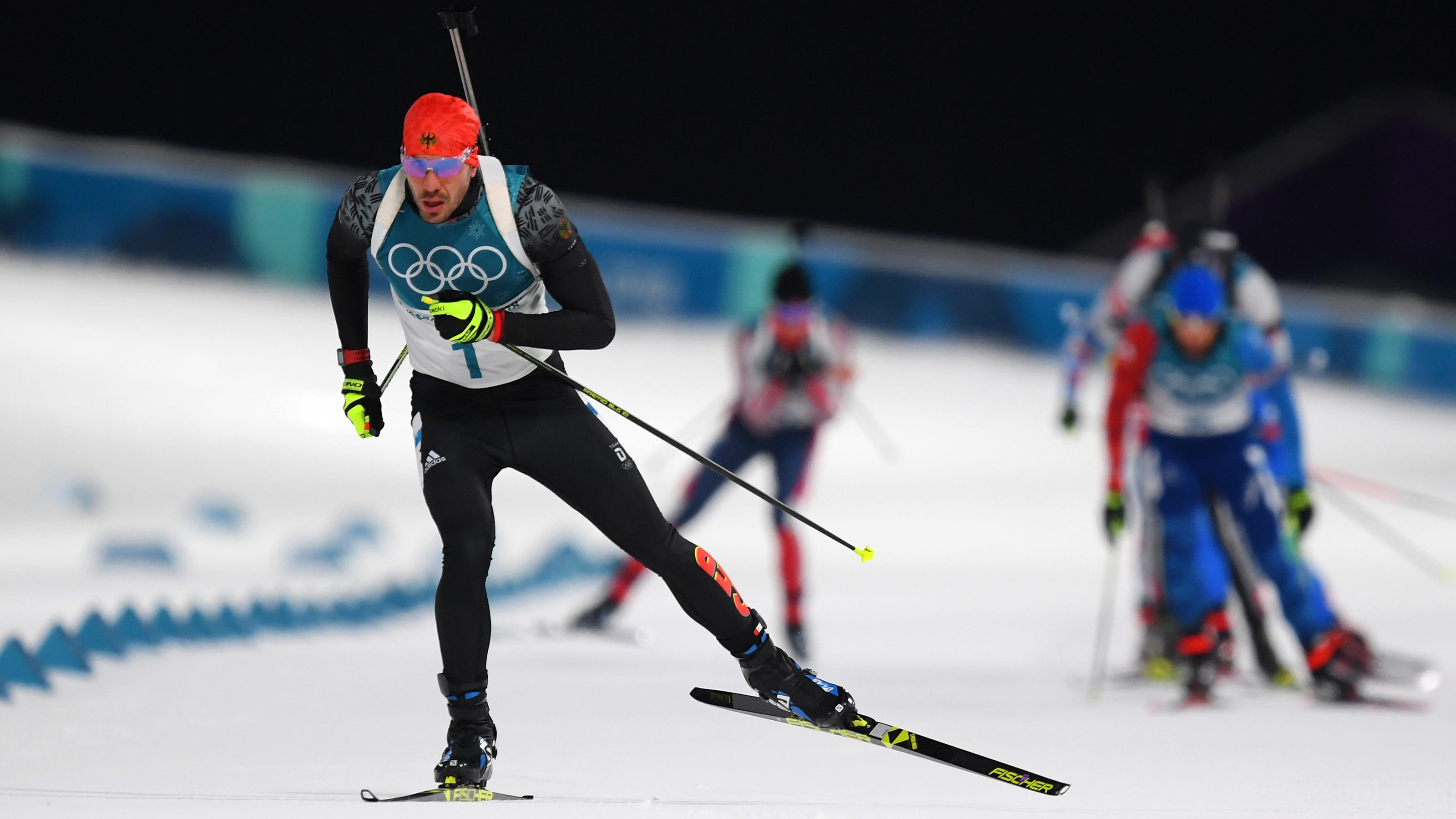 Olympischer Medaillenrausch beim Biathlon: Benedikt Doll holt viertes deutsches Edelmetall PYEONGCHANG-GUN, SOUTH KOREA - FEBRUARY 12: Arnd Peiffer of Germany competes during the Men's Biathlon 12.5km Pursuit on day three of the PyeongChang 2018 Winter Olympic Games at Alpensia Biathlon Centre on February 12, 2018 in Pyeongchang-gun, Sout