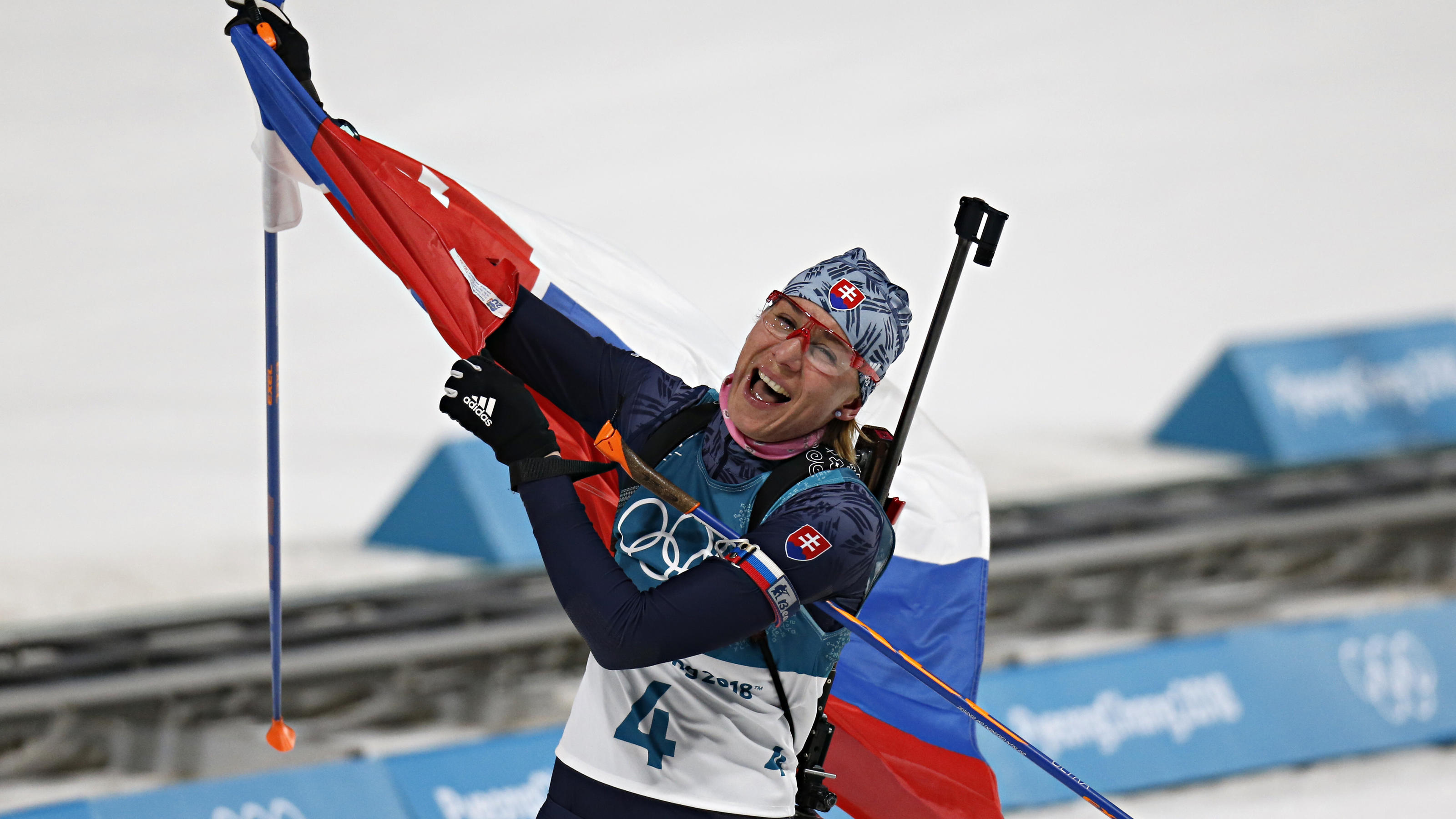 Olympia: Laura Dahlmeier und Co. im Massenstart ohne Medaille PYEONGCHANG-GUN, SOUTH KOREA - FEBRUARY 17: Anastasiya Kuzmina of Slovakia wins the gold medal during the Biathlon Women's 12.5km Mass Start at Alpensia Biathlon Centre on February 17, 2018 in Pyeongchang-gun, South Korea. (Photo by Alexis Boichard/A