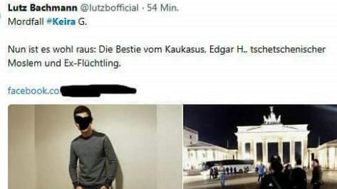 Getötete Keira (†14): Lutz Bachmann prangert unschuldigen Jungen als Killer an Wegen dieses Tweets ermittelt die Polizei nun gegen Lutz Bachmann