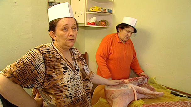 Halbes Schwein auf dem Küchentisch - Mitten im Leben Halbes Schwein auf dem Küchentisch - Mitten im Leben