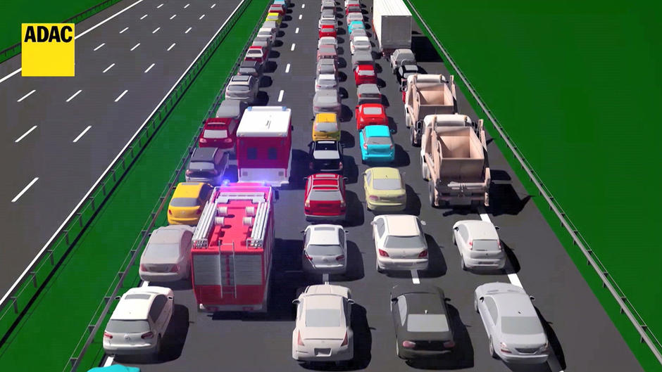 So einfach geht's: Rettungsgasse So einfach geht's: Rettungsgasse