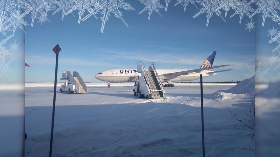 Passagiere frieren im Frostflieger in Kanada Passagiere frieren im Frostflieger in Kanada