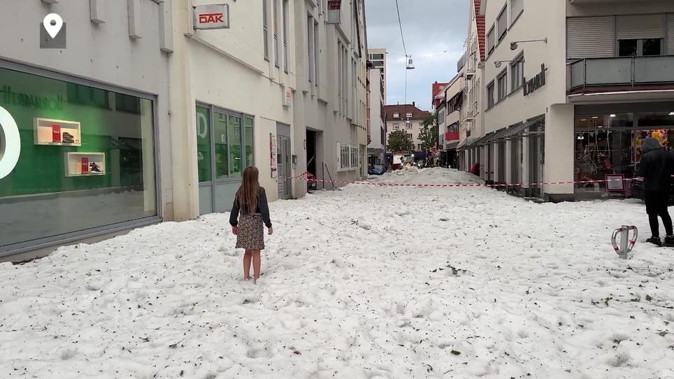 Wie Eine Schneelandschaft Heftiger Hagel Schauer Berzieht Reutlingen