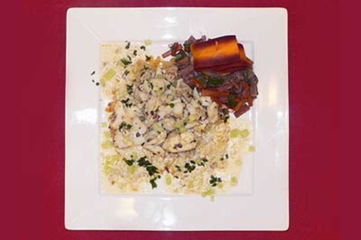 Zandergeschnetzeltes auf Rösti und Sesamcremesoße