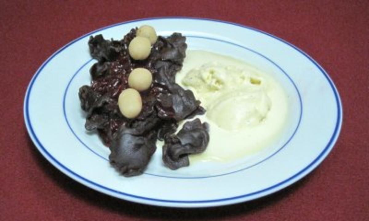 Schokoladennudeln mit Vanilleeis - Parsifarfalle