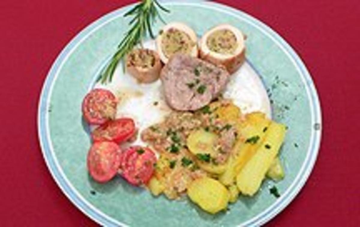 Calamar und Kalbsfilet auf Kartoffelcarpaccio