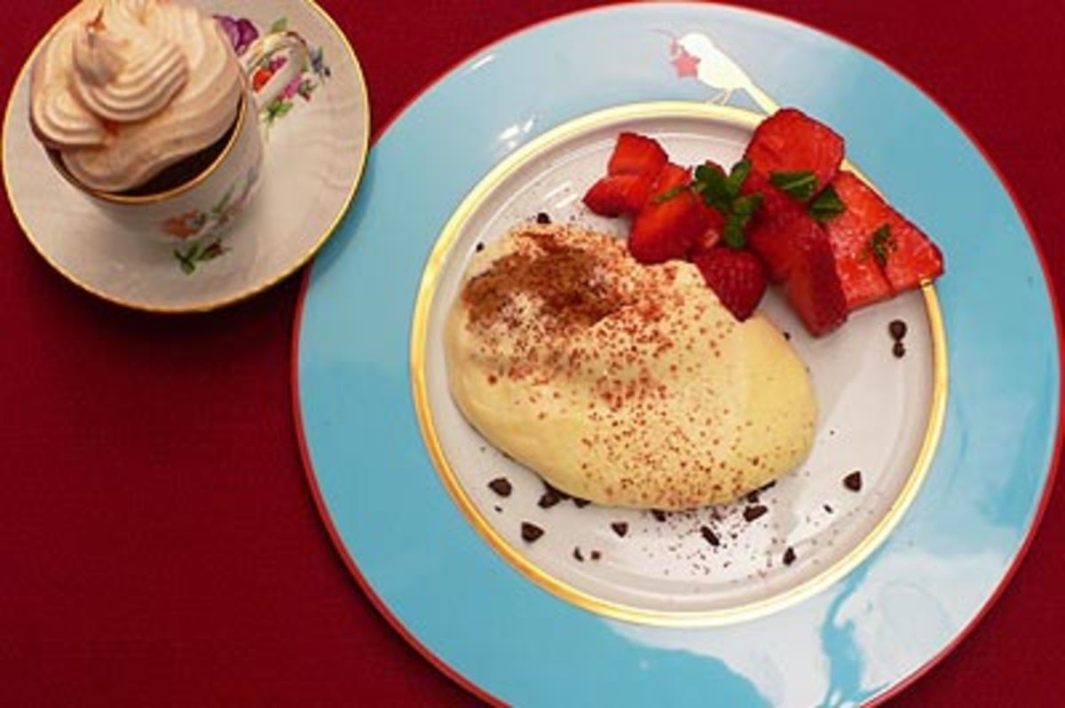 Mascarpone-Wölkchen mit Karamellbaiser