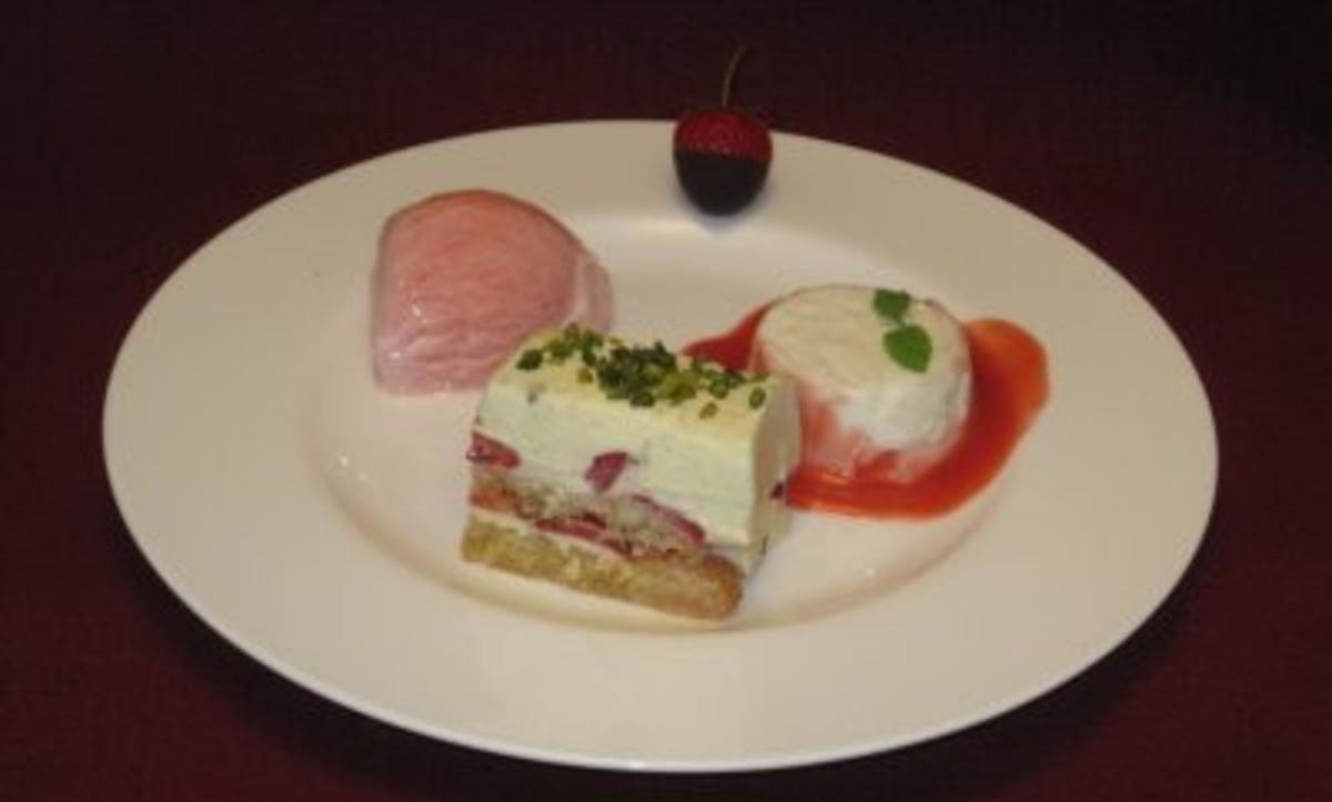 Dessertvariation von der Erdbeere