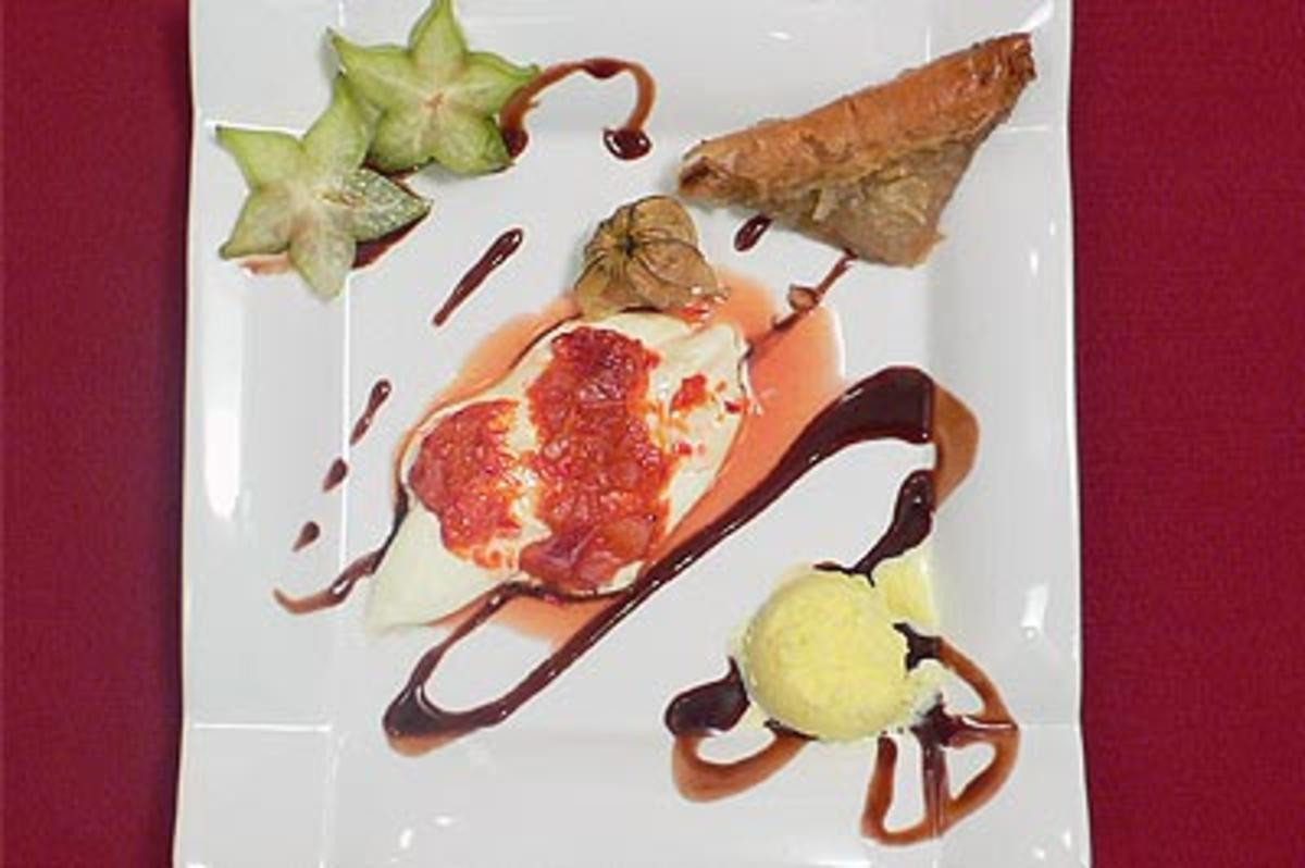 Glasierte Orangen mit Eis und Baklava