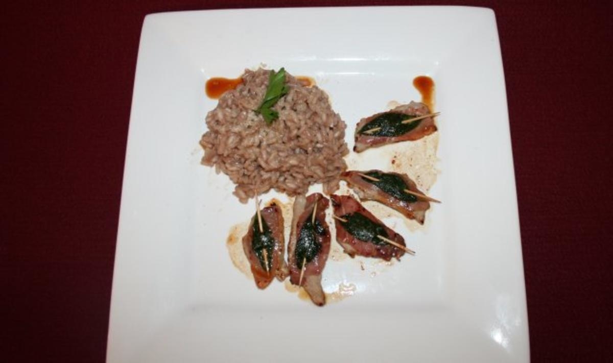 Saltimbocca a la Romana mit Barolo Risotto