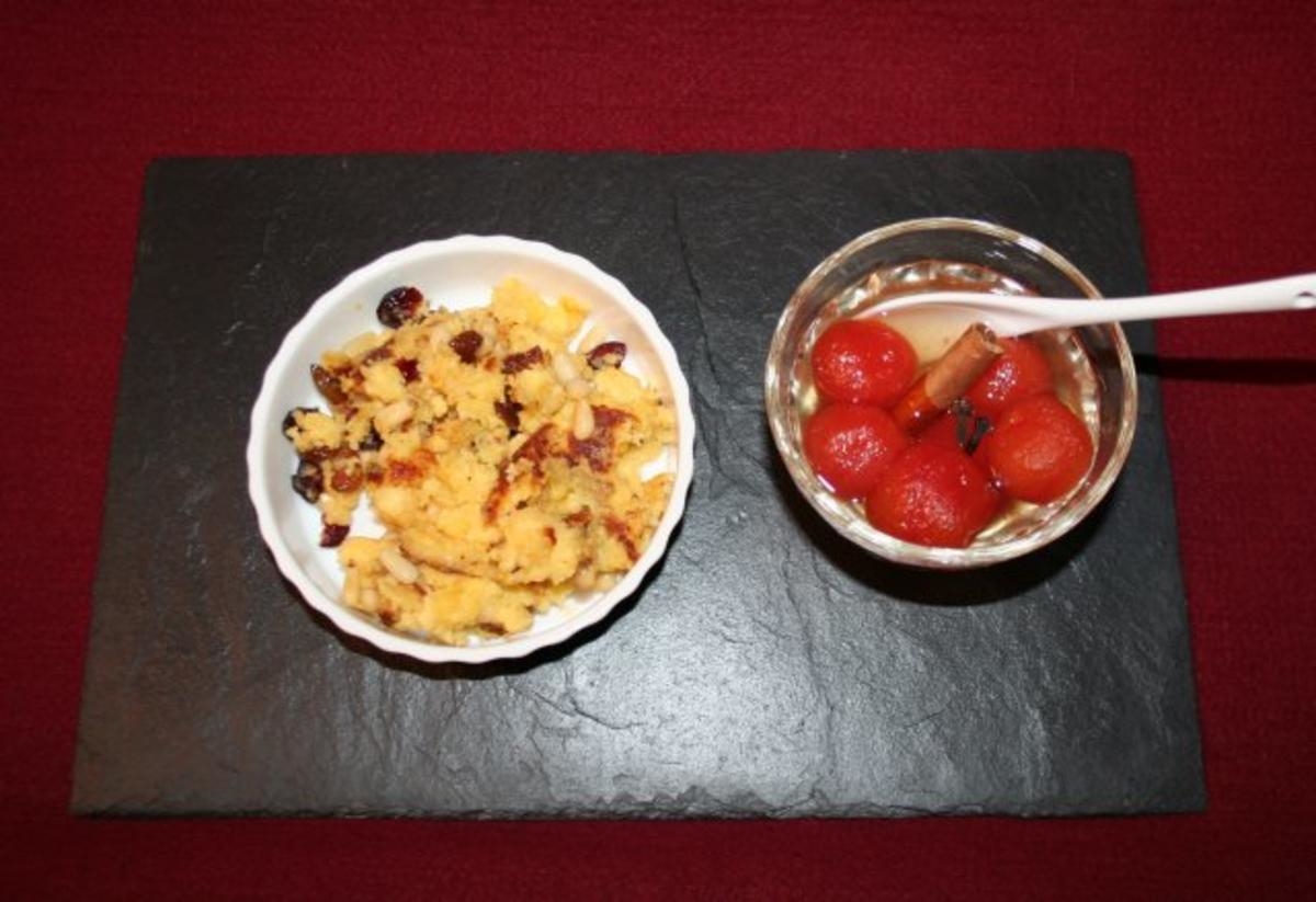 Polenta-Schmarrn mit Kirschtomatenkompott