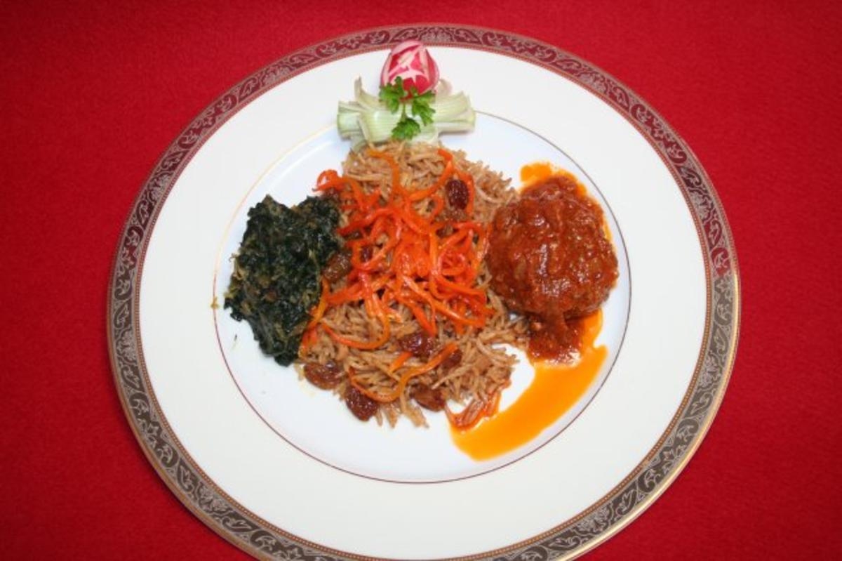 Kabulie Palau, Kofta, Afghanischer Spinat