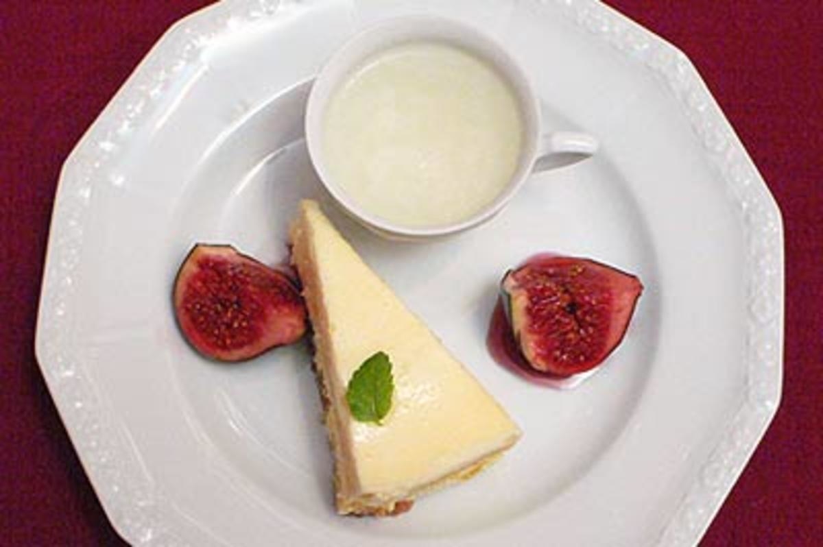Champagnereis, Passionsfrucht-Törtchen und Cassis-Feige