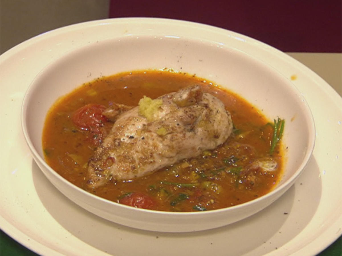 Chicken light soup mit Fufu (Steffen Henssler)