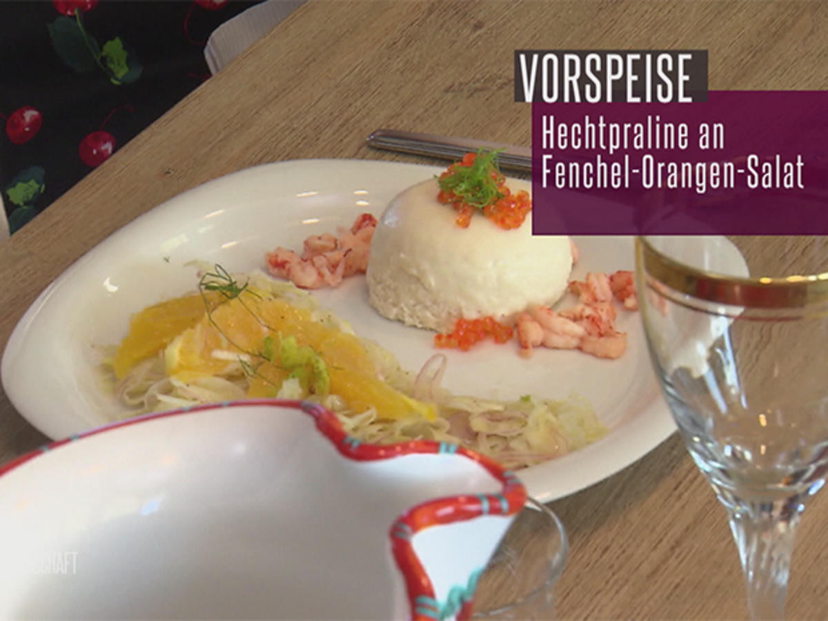 Hechtpraline an Fenchel-Orangen-Salat