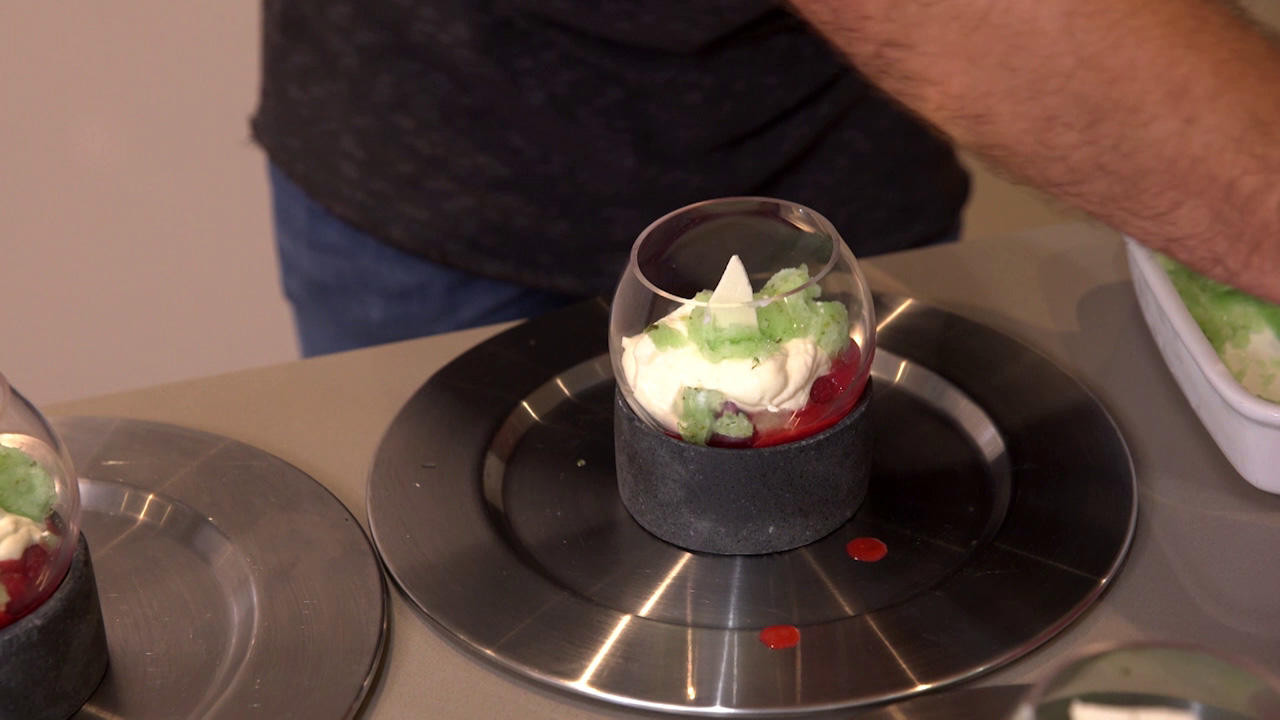 Minzgranite mit Himbeeren und Joghurtmousse