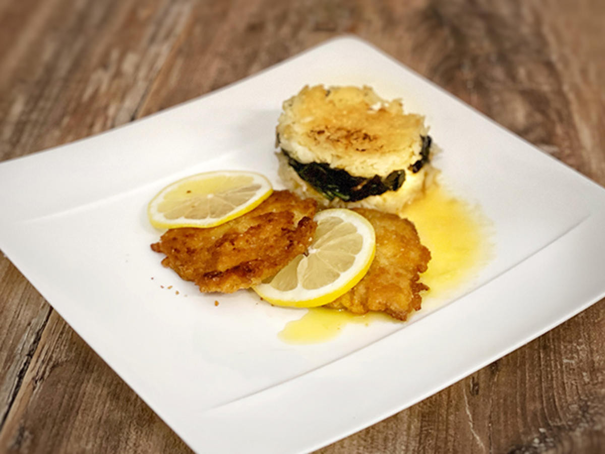 Bild zu: "Spinat und Reis aus dem Ofen mit Piccata Milanese (Sarah Lombardi mit Mutter)"