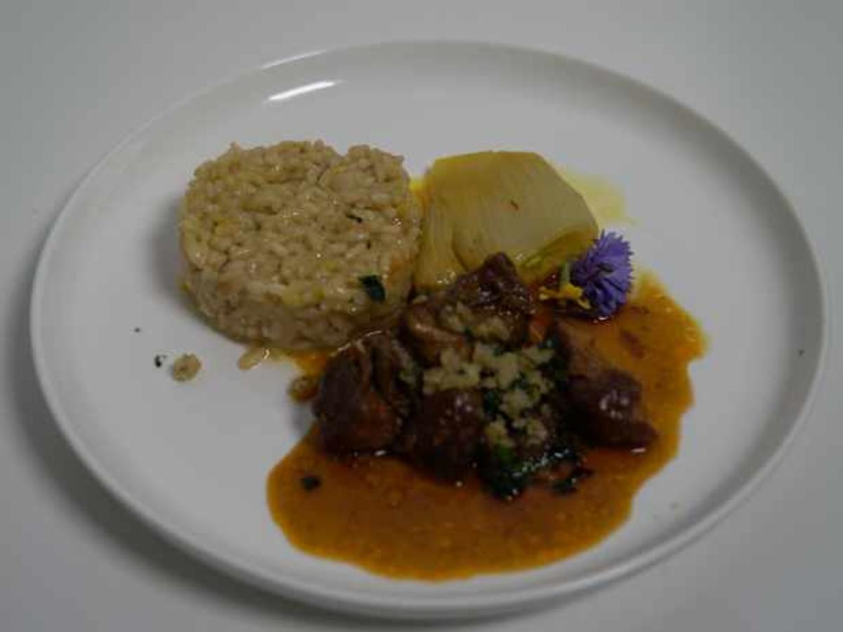 Ossobuco mit Risotto, Gremolata und Fenchel