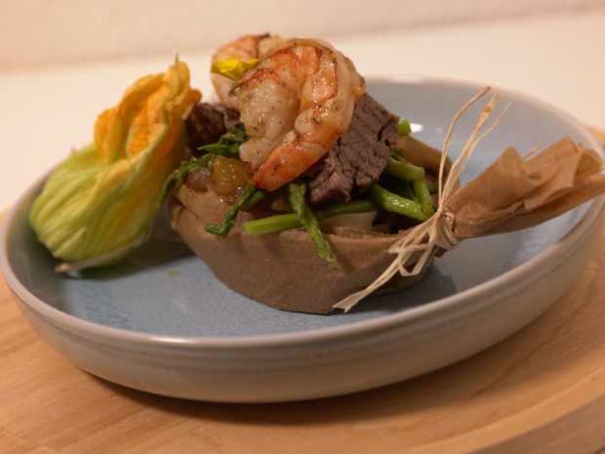 Surf & Turf Schiffchen mit Thailändischem Babyspargel