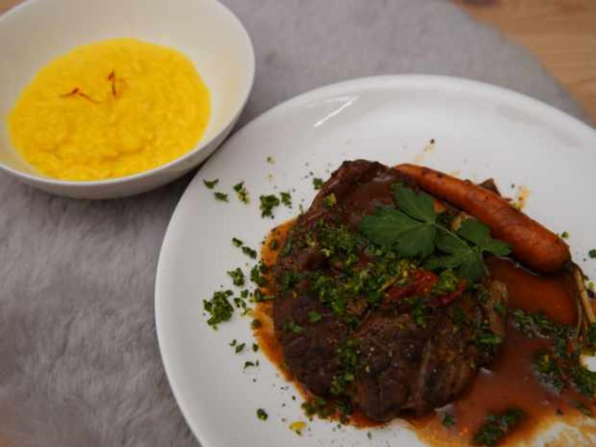 Ossobuco mit Gremolata und Risotto Milanese