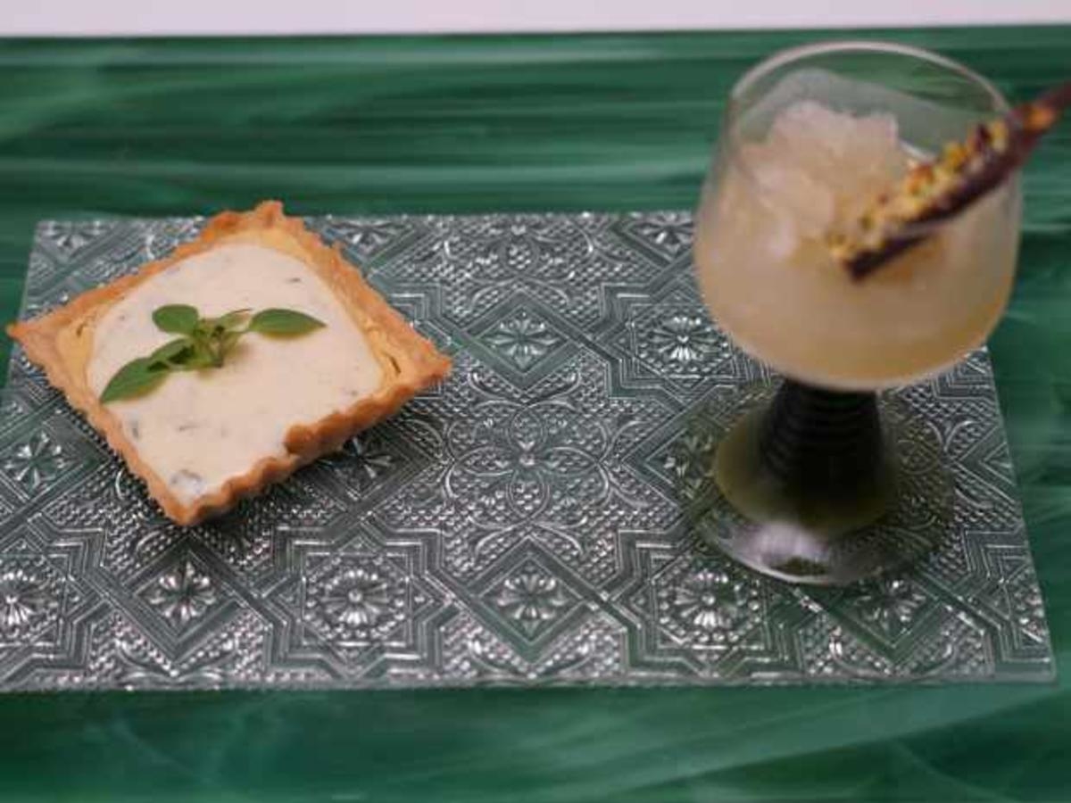 Weiße Schokomousse und Zitronengras-Limetten-Sorbet