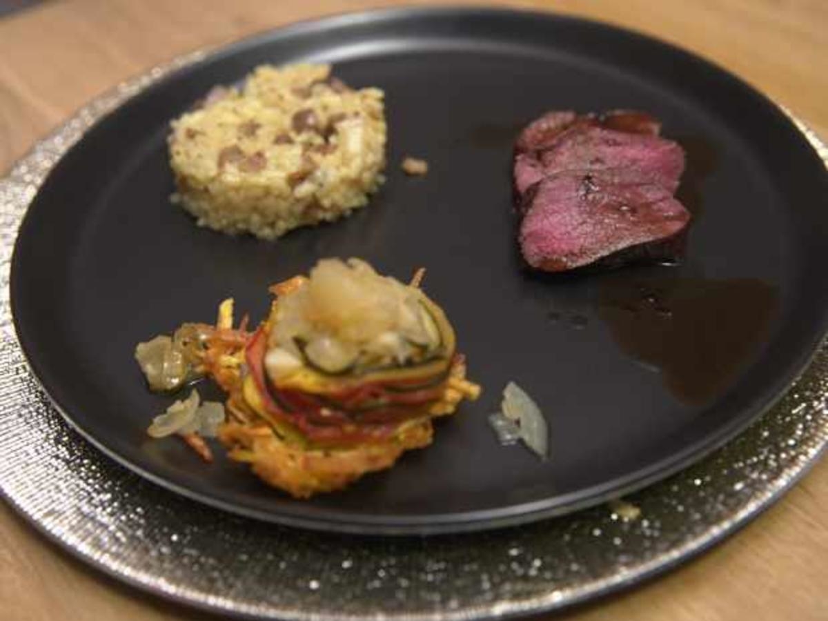 Rehrücken mit Maronen-Risotto und Ratatouille