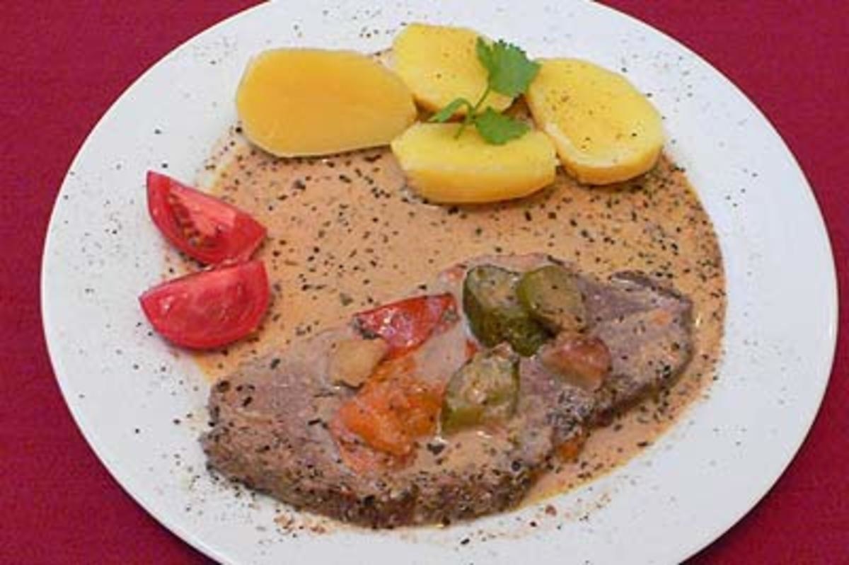 Rinderbraten mit Kartoffel-Quartett und Herbst-Feldsalat mit Kräutern der Insel Reichenau