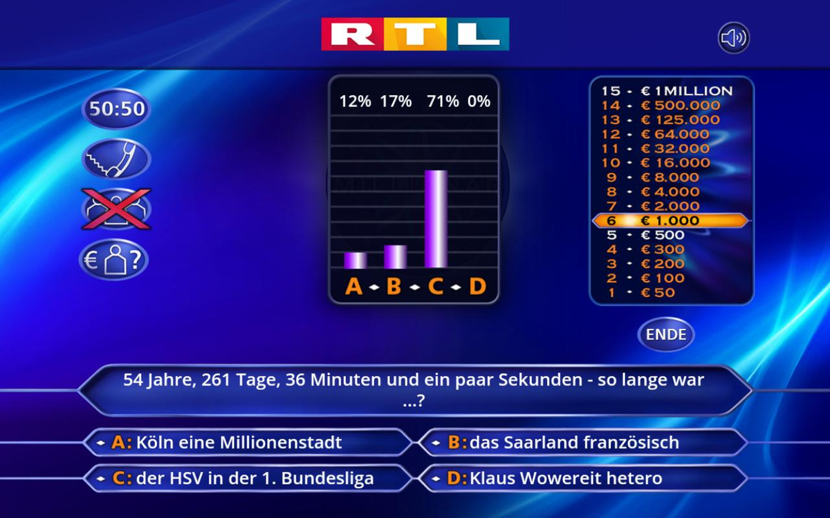 Wer wird Millionär? Livespiel kostenlos spielen bei RTLspiele.de